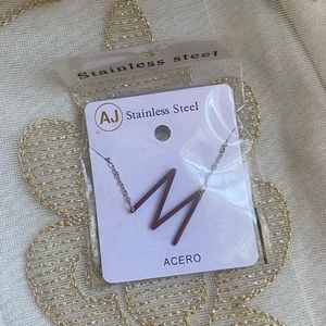 Stainless Steel Silver Letter M Necklace Holiday Gift